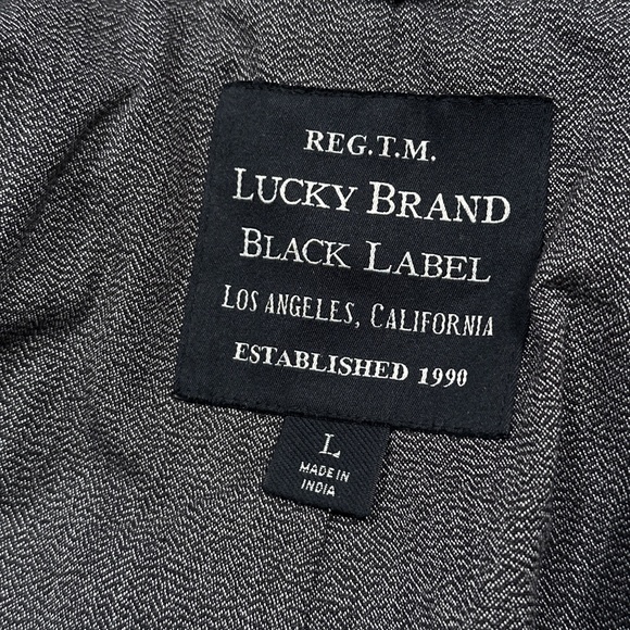 Lucky Brand Black Label Titan Slim Leather Moto Brando Jacket Black Mens Large - Picture 8 of 12